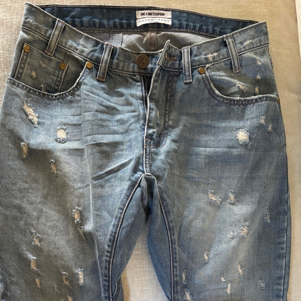 One Teaspoon Distressed SAINTS Blue Jeans